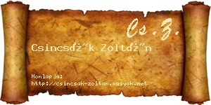 Csincsák Zoltán névjegykártya
